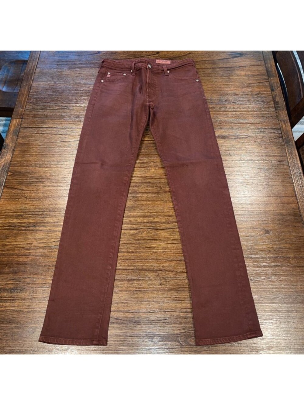 AG Tellis Modern Slim Jean 32x34 Burgundy 7 Yr Wash Stretch AG-ED Denim Holiday